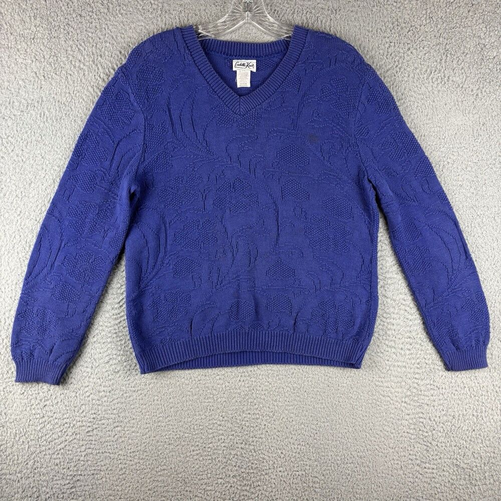 Vintage Cuddle Knit Sweater Women’s Medium Blue Pullover Long Sleeve (Stain)